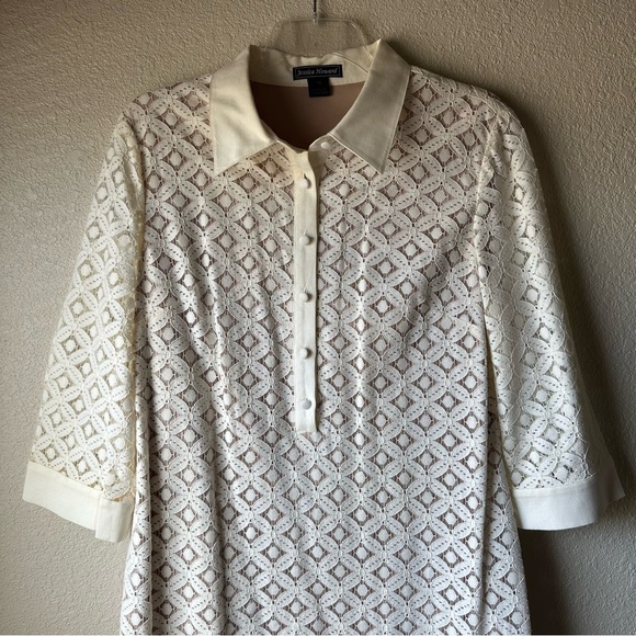 Jessica Howard Off-White Lace Button-Up Dress with Collar - Picture 2 of 8